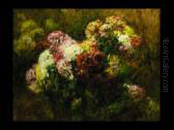 Stilleben Mit Chrysantheme Oil Painting by Georges Jeannin