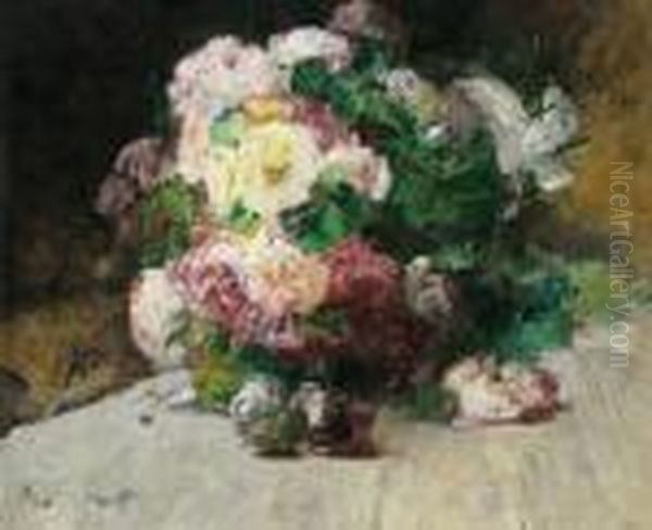 Peonie Oil Painting by Georges Jeannin