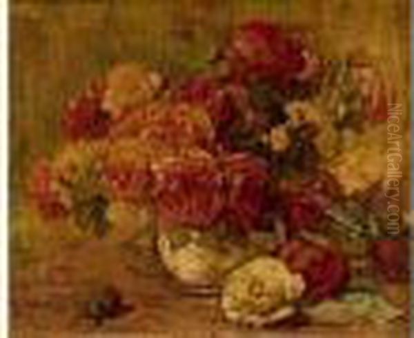 Bouquet De Roses Oil Painting by Georges Jeannin