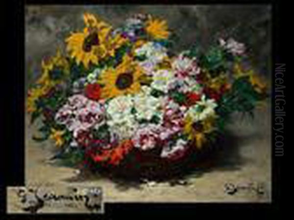 Blumen Im Korb Oil Painting by Georges Jeannin