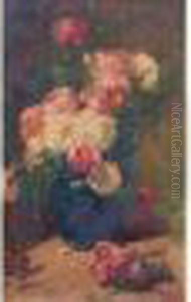 Bouquet De Roses Oil Painting by Georges Jeannin