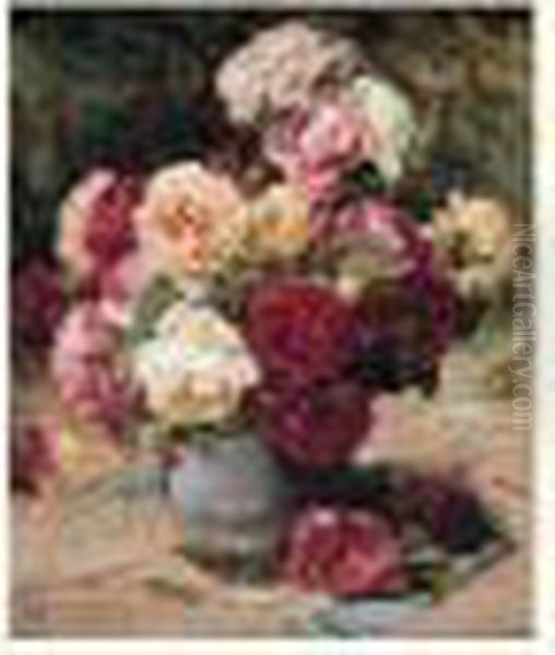 Roses Dans Un Vase Oil Painting by Georges Jeannin