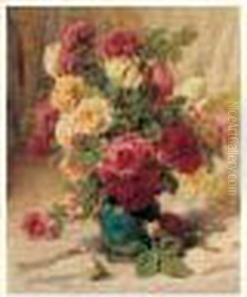 Roses Dans Un Vase Oil Painting by Georges Jeannin