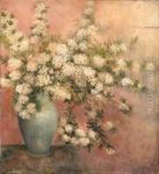 Cherry Blossoms In A Vase Oil Painting by Georges Jeannin