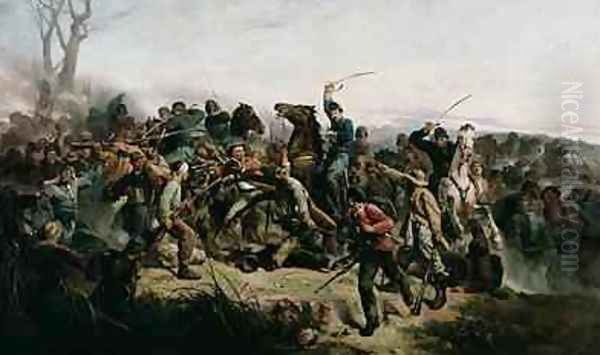 The Cavalry Charge of Lt Henry B Hidden 1862 Oil Painting by Victor Nehlig