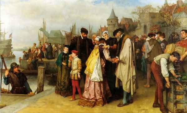 Emigration of the Huguenots - 1566 Oil Painting by Jan Antoon Neuhuys