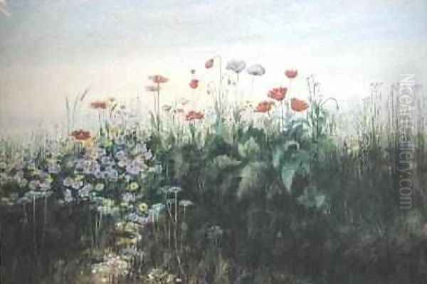 Irish Wildflowers Oil Painting by Andrew Nicholl