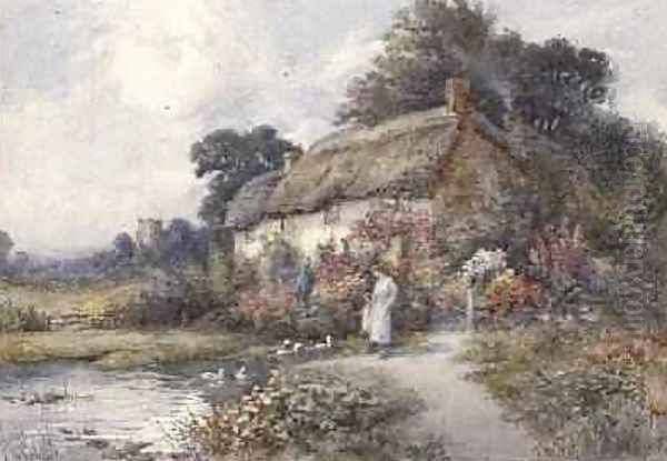 Thatched cottage Ringwood Hampshire Oil Painting by T. Noelsmith