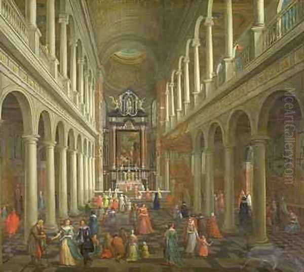 Interior of the Jesuit Church Antwerp Oil Painting by Pieter the Younger Neefs