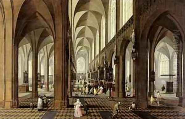 Interior of Antwerp Cathedral 1650 Oil Painting by Pieter the Younger Neefs