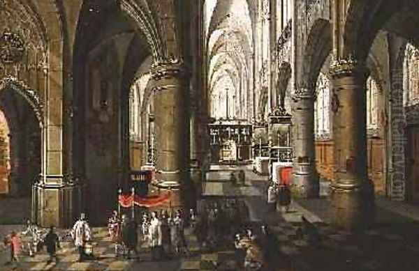 The Interior of a Cathedral with a Procession Oil Painting by Pieter the Younger Neefs