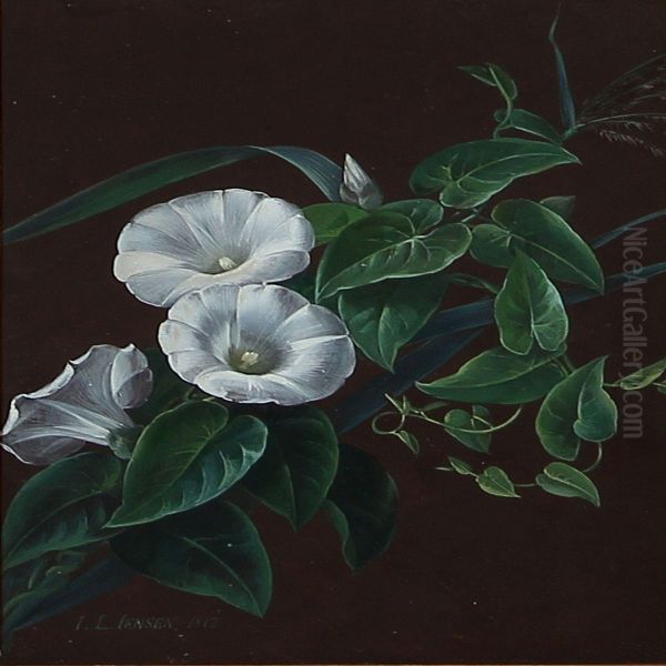 White Bindweed Oil Painting by I.L. Jensen