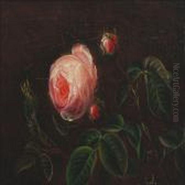 Still-life With Roses Oil Painting by I.L. Jensen