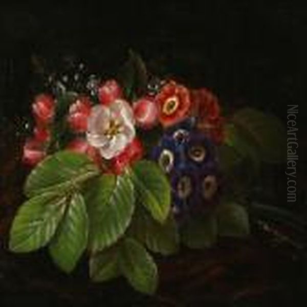 A Bouquet Of Flowers Oil Painting by I.L. Jensen