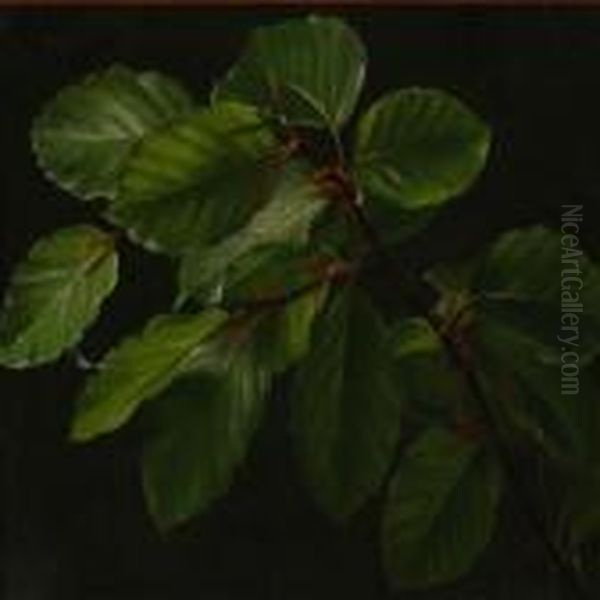 Newly Sprouted Beechleaves Oil Painting by I.L. Jensen