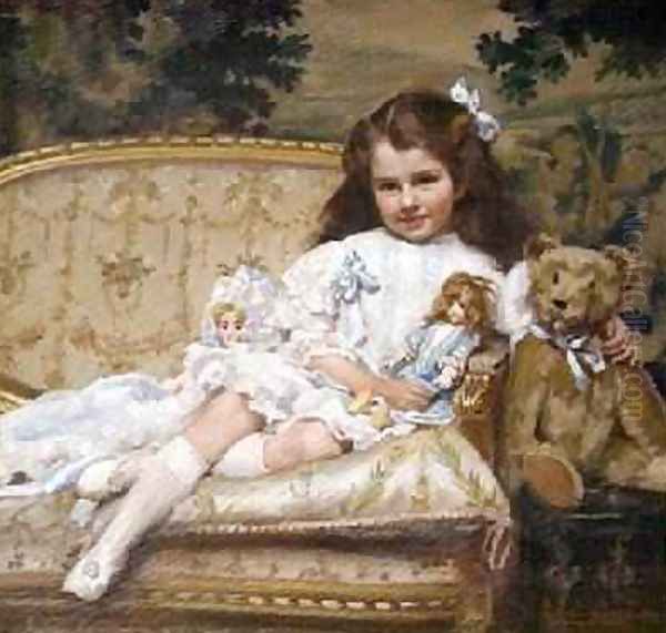 Portrait of Marjorie Cohen aged 5 Oil Painting by George Hall Neale