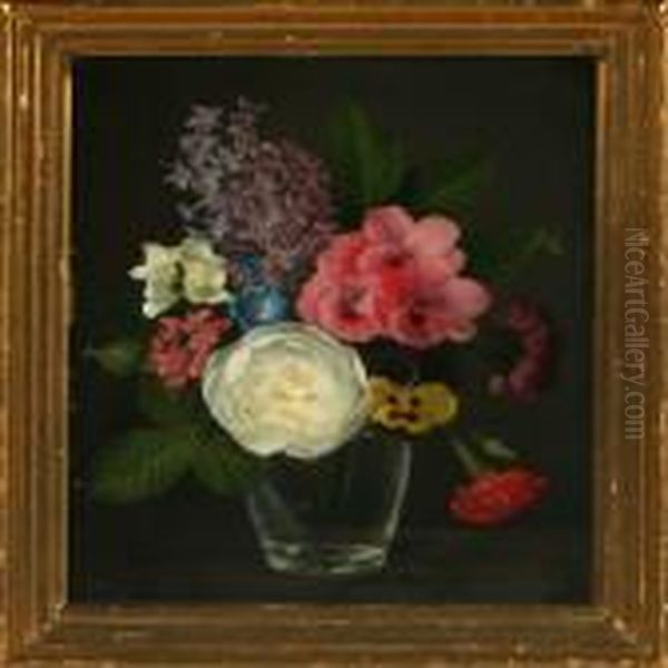 Still Life With Wildflowers In A Vase Oil Painting by I.L. Jensen