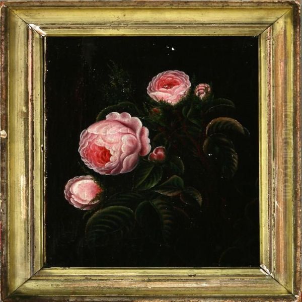 Pink Roses Oil Painting by I.L. Jensen