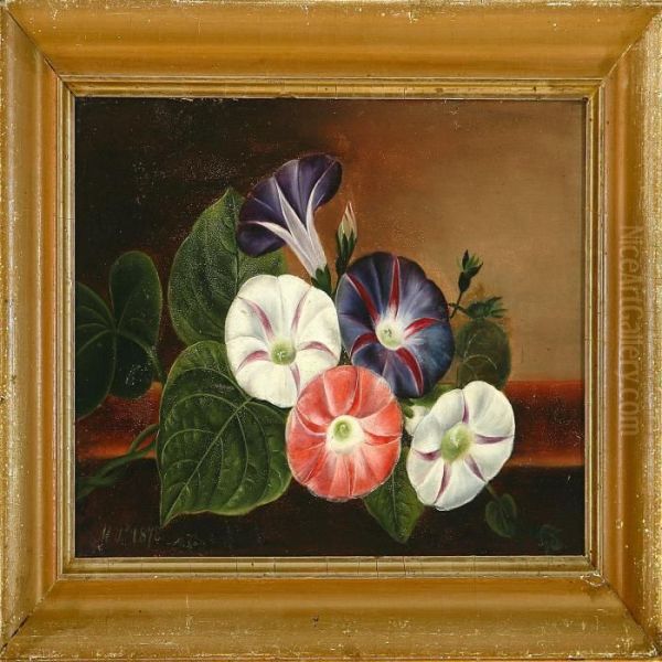 Bouquet Flowers On A Frame Oil Painting by I.L. Jensen