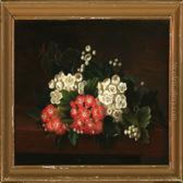 Flower Bouquet On A Frame Oil Painting by I.L. Jensen