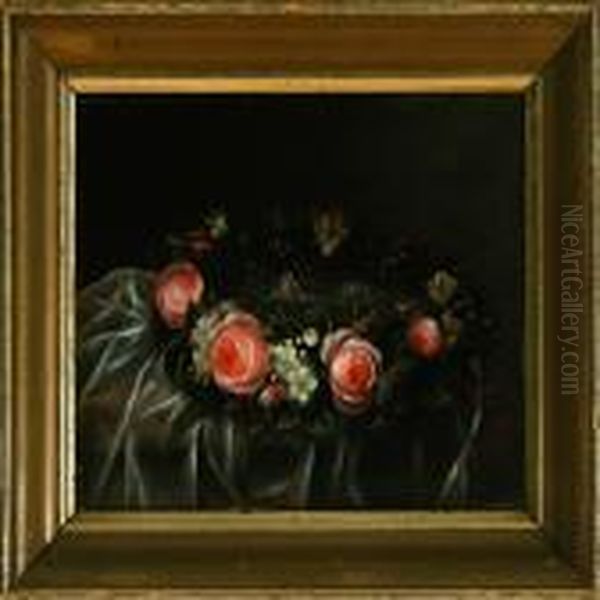 A Bridal Wreath With Roses And Myrtles Oil Painting by I.L. Jensen