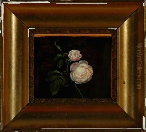 White Roses On A Window Still Oil Painting by I.L. Jensen