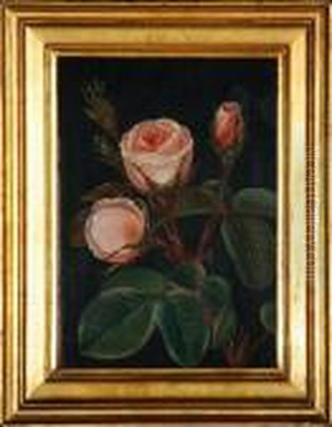 Pink Roses Oil Painting by I.L. Jensen