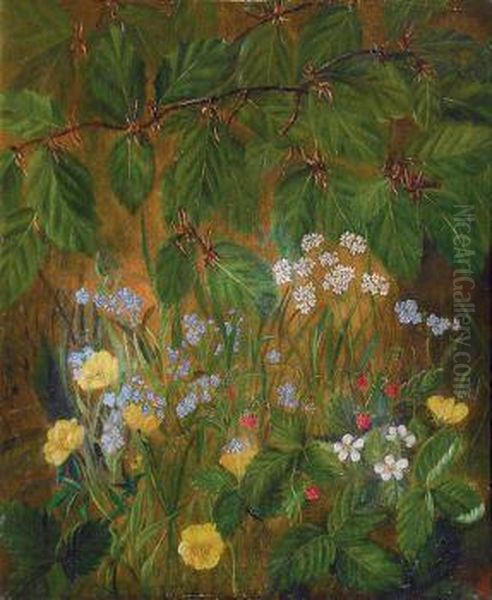 Waldstuck Mit Blumen Oil Painting by Johan Laurentz Jensen