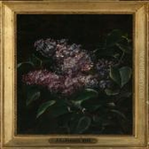 Purple Lilacs Oil Painting by Johan Laurentz Jensen