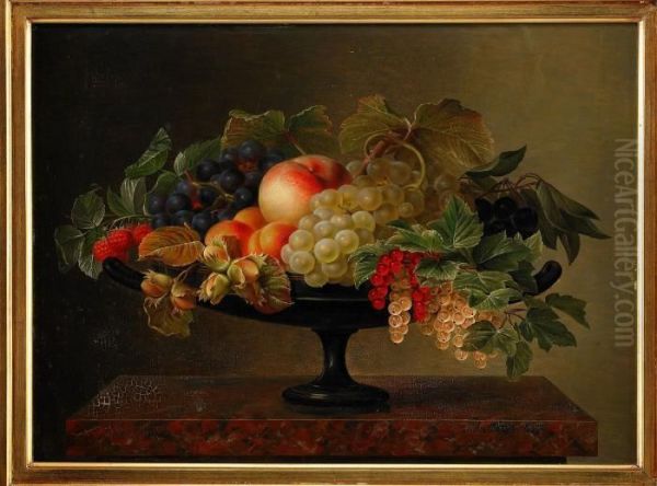 Fruktstilleben Oil Painting by Johan Laurentz Jensen