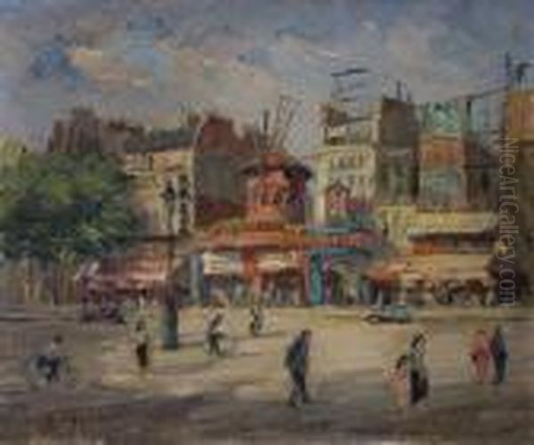 Le Moulin Rouge Oil Painting by Johan Laurentz Jensen