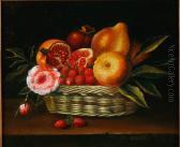 Still Life Of Fruit And Flowers Oil Painting by Johan Laurentz Jensen