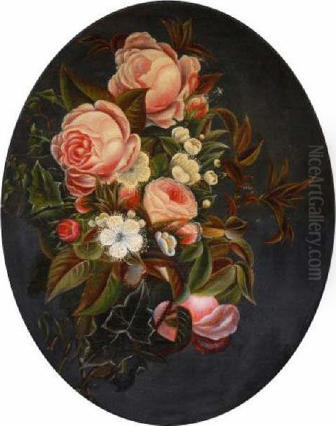 Roses Andorange Blossom Oil Painting by Johan Laurentz Jensen