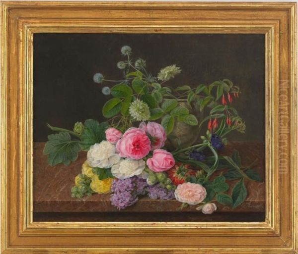 Blomsterstilleben Oil Painting by Johan Laurentz Jensen