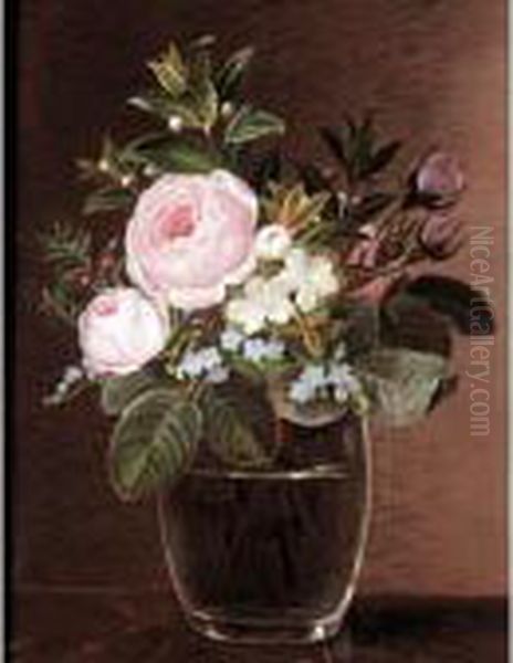 Floral Still Life Oil Painting by Johan Laurentz Jensen