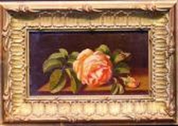 Still Life With Rose Oil Painting by Johan Laurentz Jensen