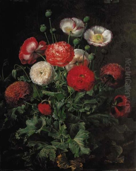 Poppies Oil Painting by Johan Laurentz Jensen