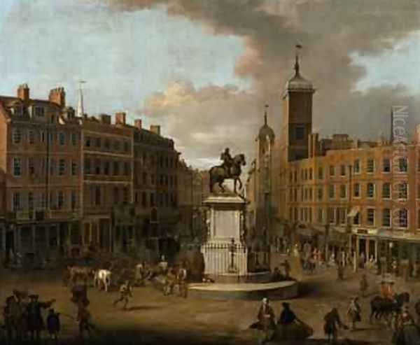 A View of Charing Cross and Northumberland House 1746 Oil Painting by Joseph Nickolls