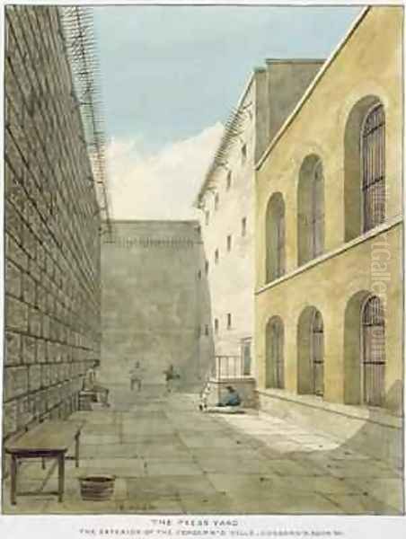 The Press Yard Newgate Prison Oil Painting by Frederick Nash