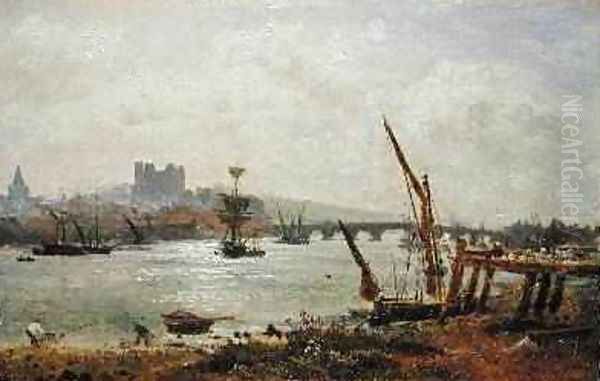 Rochester Cathedral and Castle 1820-30 Oil Painting by Frederick Nash