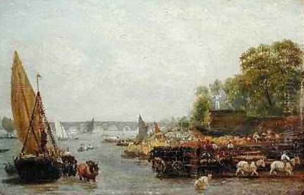 Westminster Bridge 1820-30 Oil Painting by Frederick Nash