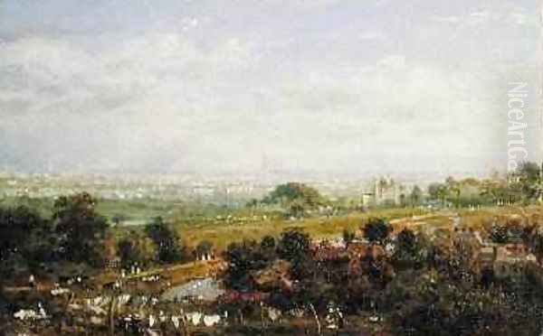 London from Islington Hill 1820-30 Oil Painting by Frederick Nash