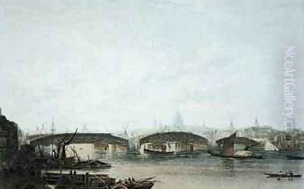 A View of the Southwark Bridge as it appeared in May 1818 Oil Painting by Frederick Nash