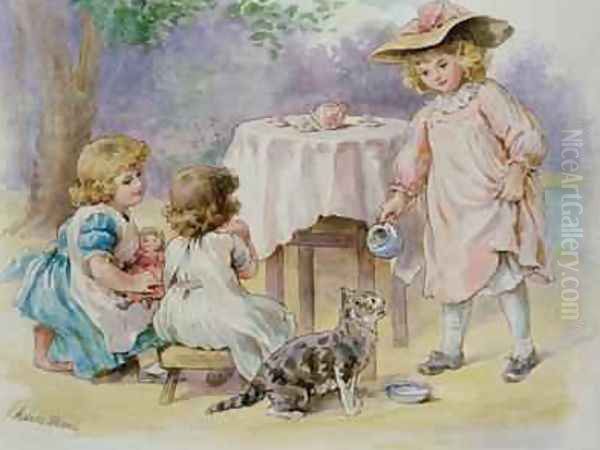 The Tea Party 1876 Oil Painting by Agnes Nicholl