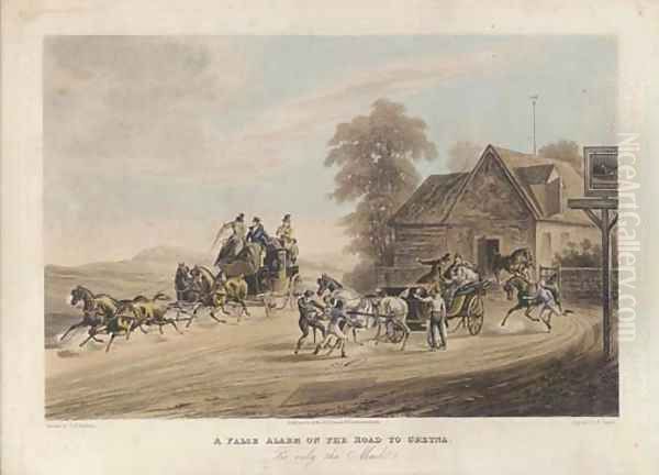 A false alarm on the road to Gretna, by R. Reeve Oil Painting by Newhouse, Charles B.