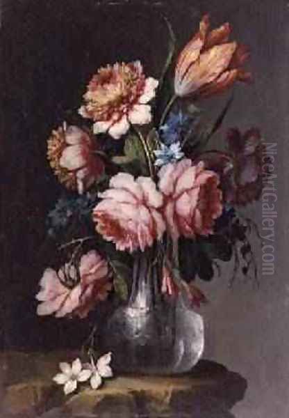 Roses Tulips and Peonies Oil Painting by Giacomo Nani