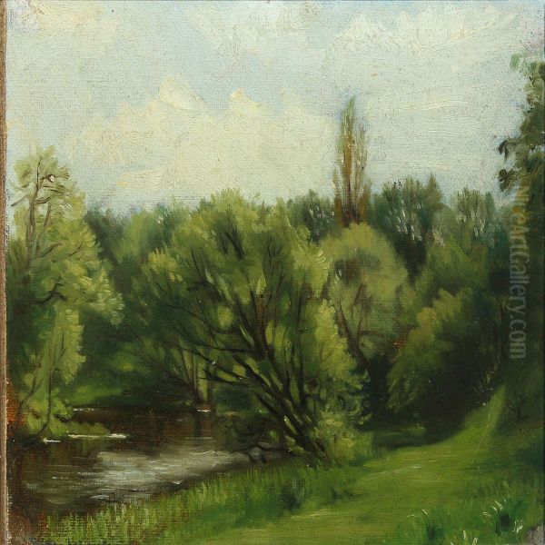 View From The Park Oil Painting by Viggo Johansen