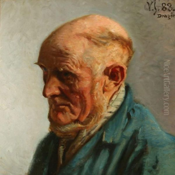 Portrait Of A Elderly Man Oil Painting by Viggo Johansen