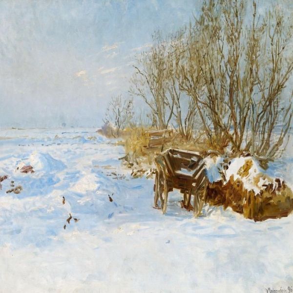 Fields In Wintertime Oil Painting by Viggo Johansen