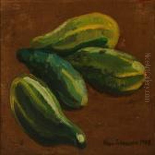 Greencucumbers Oil Painting by Viggo Johansen